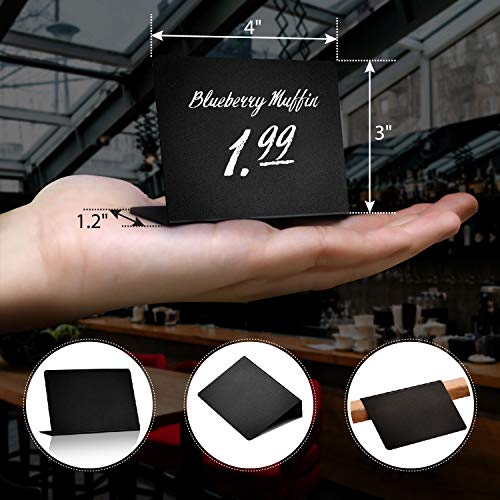 IRICUS 20 Pack Mini Chalkboard Signs for Food – Small 3x4 Tabletop Labels for Buffet - Wedding - Party or Catering – Reusable Plastic Black Display Stands for Chalk Board Food Tags - Image 3