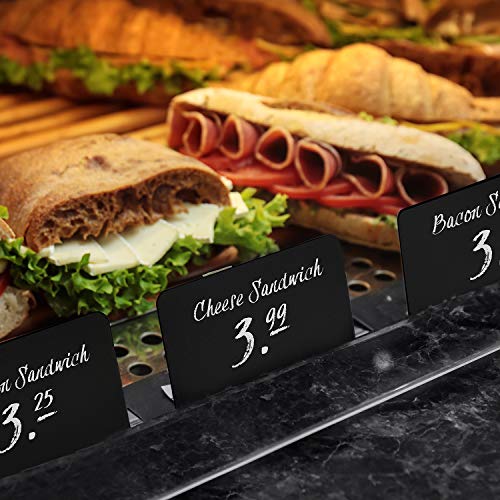 IRICUS 20 Pack Mini Chalkboard Signs for Food – Small 3x4 Tabletop Labels for Buffet - Wedding - Party or Catering – Reusable Plastic Black Display Stands for Chalk Board Food Tags - Image 5