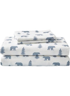 Eddie Bauer Eddie Bauer - King Sheets, Cotton Flannel Bedding Set, Brushed For Extra Softness, Cozy Home Decor (Bears & Trees, King)  - Image 1
