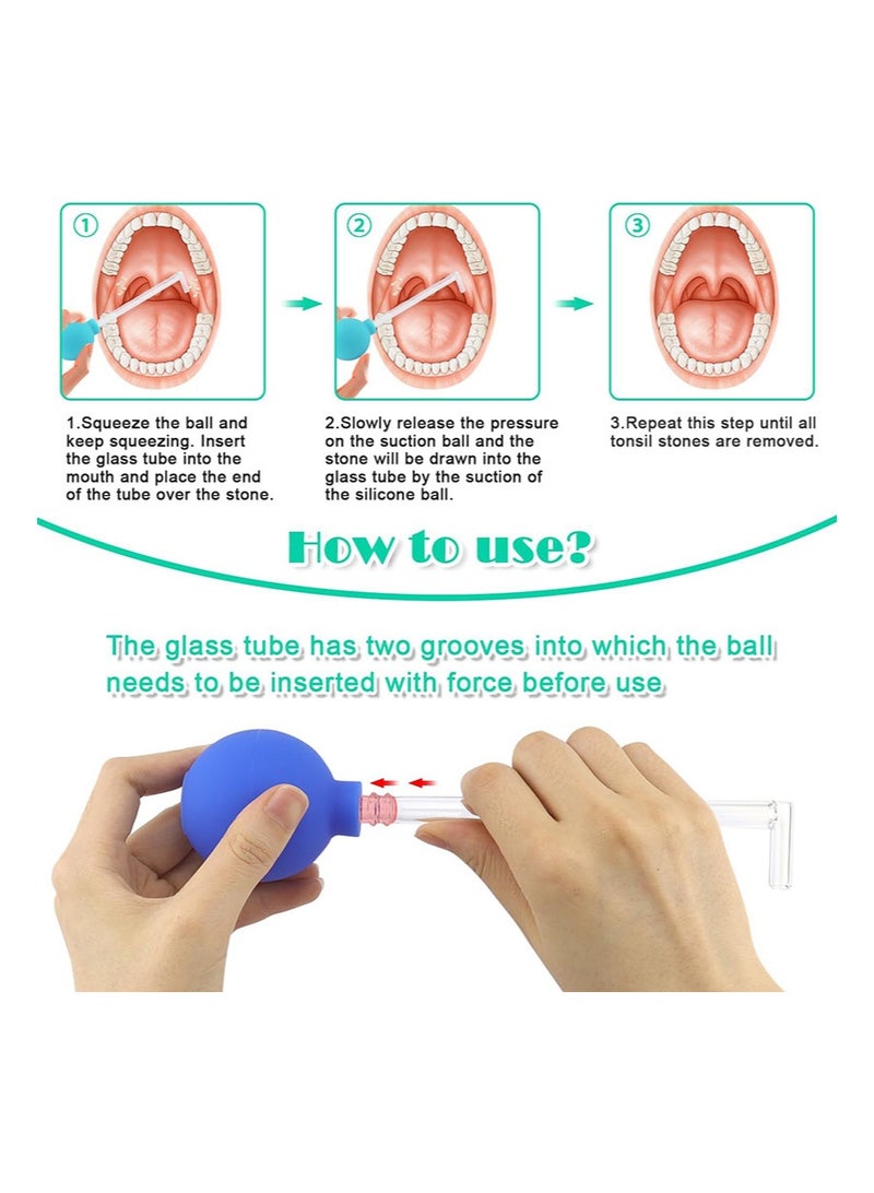 HaLunhi Tonsil Stone Remover 4 Set，Manual Style Mouth Cleaner，Vacuum Tonsil Stone Cupping Tool（Blue spherical right-angle tube + curved tube + brush + mirror） - Image 5
