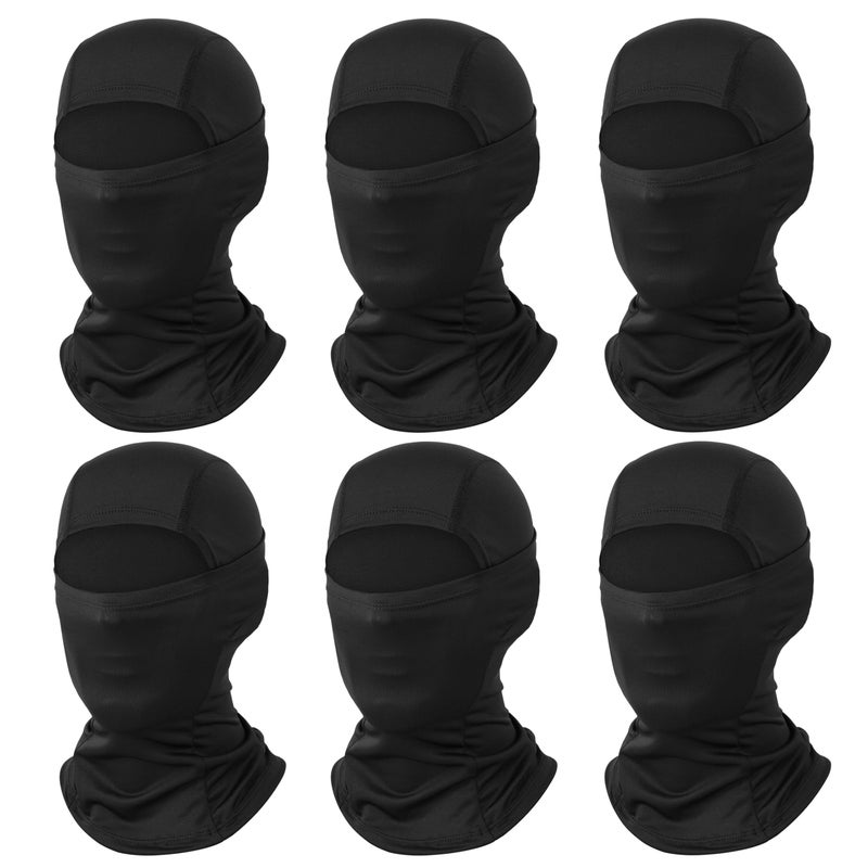 Cmonie 6 Packs Ski Mask Sun UV Protection Hood Breathable, Balaclava Face Mask for Men Women - Motorcycle Fish (6Pcs Black-1, One size) - Image 1