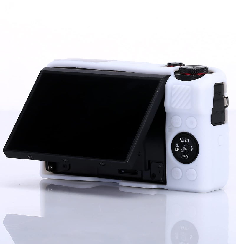 Yisau حافظة G7X Mark II حافظة G7X Mark III حافظة كاميرا G7X حافظة سيليكون رقيقة وخفيفة الوزن من المطاط الناعم لحقيبة تغطية لكانون باور شوت G7X G7X Mark II G7X Mark III + قطعة قماش ميكروفايبر (أبيض) - Image 5