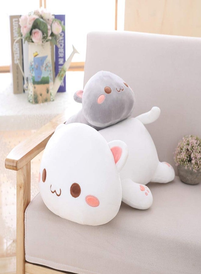 Jensquaify Cat Plush Hugging Pillow, Soft Kitten Stuffed Animals Toy Gifts for Kids (White Squint Eyes, 25.5") - Image 4