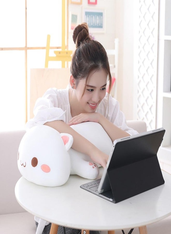 Jensquaify Cat Plush Hugging Pillow, Soft Kitten Stuffed Animals Toy Gifts for Kids (White Squint Eyes, 25.5") - Image 5