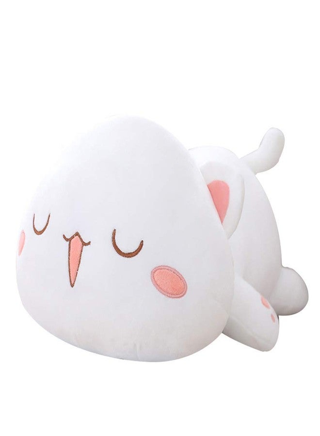 Jensquaify Cat Plush Hugging Pillow, Soft Kitten Stuffed Animals Toy Gifts for Kids (White Squint Eyes, 25.5") - Image 1