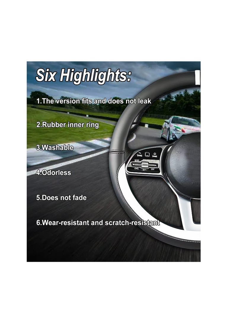 SYOSI Custom-Fit for Jeep Steering Wheel Cover, Nappa Leather Car Steering Wheel Cover Non-Slip Steering Wheel Cover, Designed for Jeep Interior Accessories (White,for Jeep) - Image 1