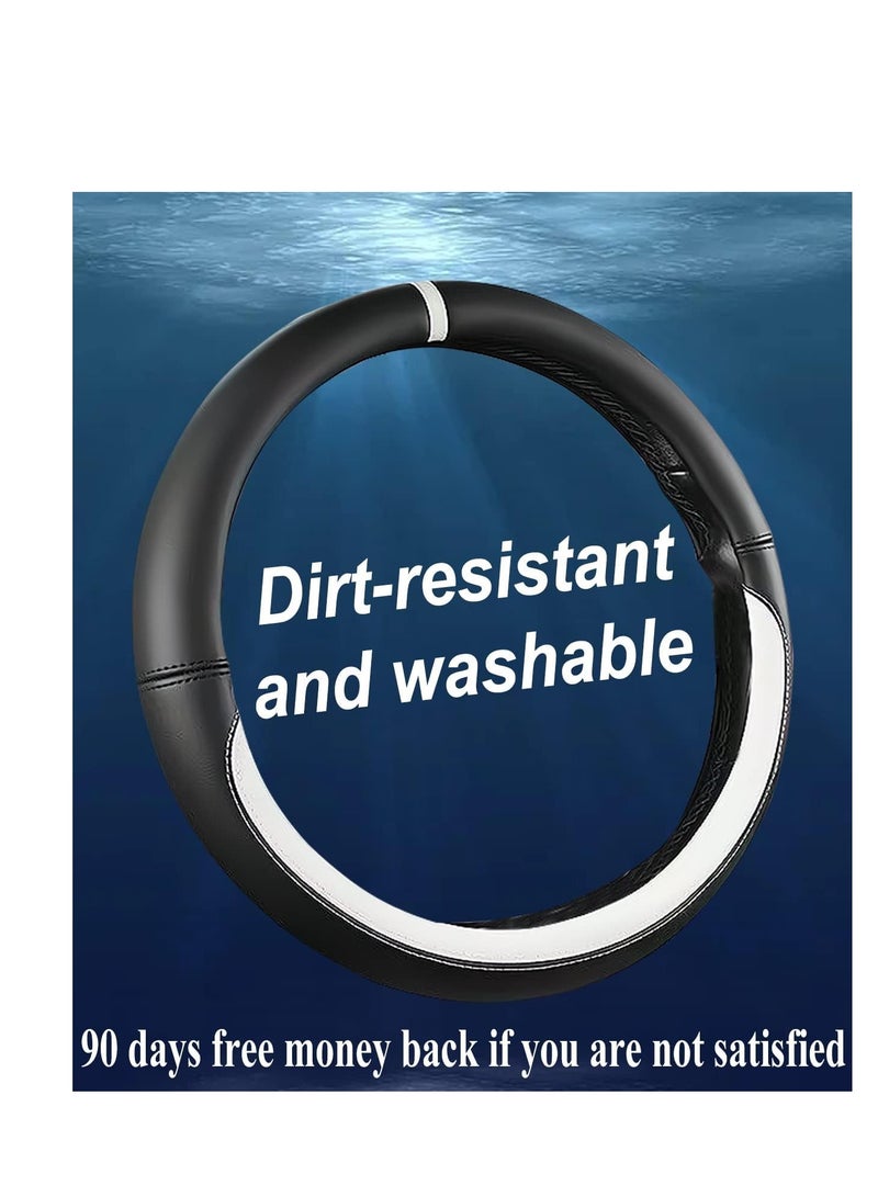 SYOSI Custom-Fit for Jeep Steering Wheel Cover, Nappa Leather Car Steering Wheel Cover Non-Slip Steering Wheel Cover, Designed for Jeep Interior Accessories (White,for Jeep) - Image 5