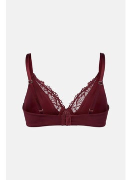 Tchibo Women Non Padded Underwired Lace Bra, Maroon  - Image 2