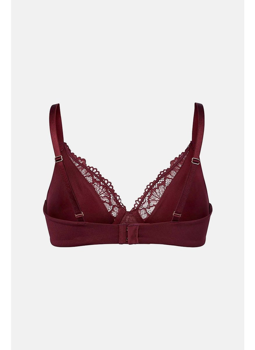 Tchibo Women Non Padded Underwired Lace Bra, Maroon  - Image 2