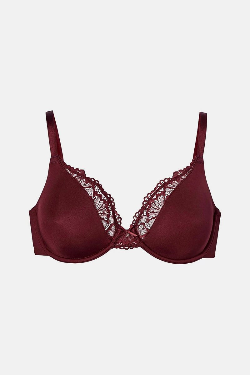 Tchibo Women Non Padded Underwired Lace Bra, Maroon - Image 3