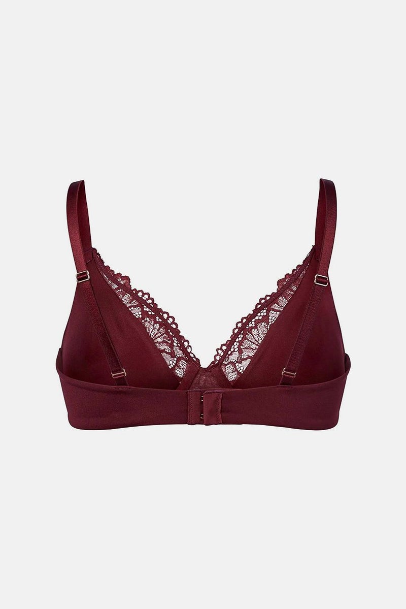 Tchibo Women Non Padded Underwired Lace Bra, Maroon - Image 2
