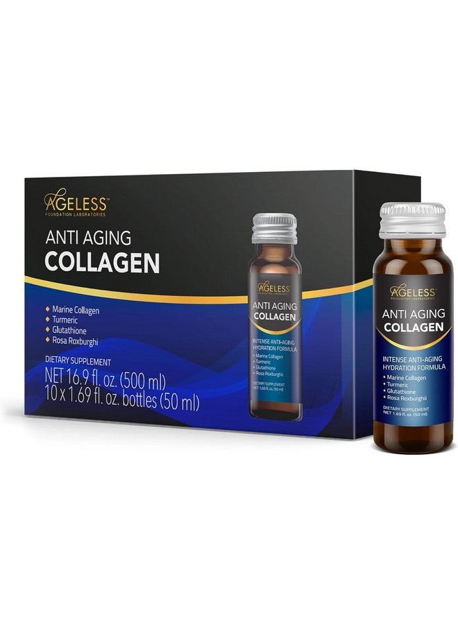 Ageless Foundation Laboratories Ageless Anti Aging Collagen Liquid - Marine Collagen, Turmeric, Glutathione, and Rosa Roxburghi - 50 ml (10 Count)  - Image 1