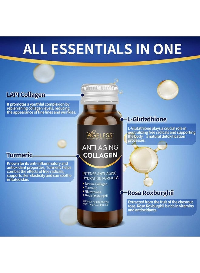 Ageless Foundation Laboratories Ageless Anti Aging Collagen Liquid - Marine Collagen, Turmeric, Glutathione, and Rosa Roxburghi - 50 ml (10 Count)  - Image 2