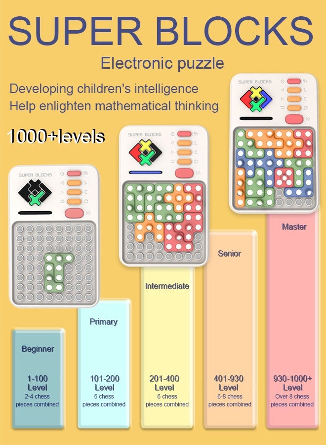 NIBEMINENT Super Blocks, Over 1000 Leveling Challenges, Patience Games, Skill Games, Logic Games for Children from 6 Years, Portable Travel Games,Electronic  Puzzle Toy, Birthday Gift  - Image 1