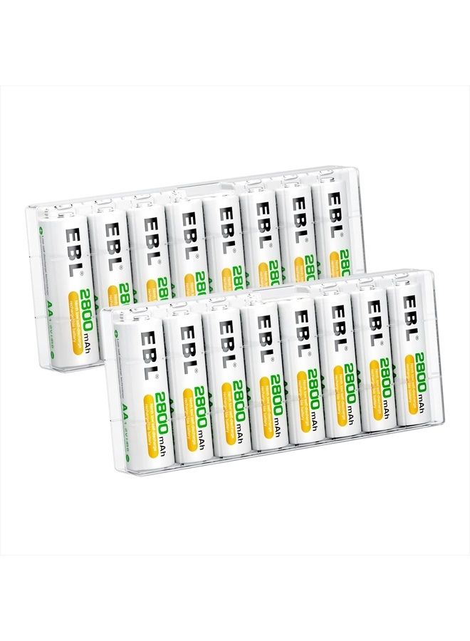 EBL AA Rechargeable Batteries 2800mAh Ready2Charge Quality AA Batteries - 16 Counts - Image 1