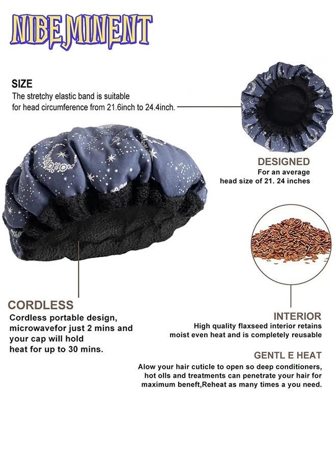 NIBEMINENT Deep Conditioning Microwavable Heat Cap, Hot Head Cap to Hydrate, Moisturize and Condition, 100% Natural Cotton Flaxseed Seed Interior (Star Pattern) - Image 5