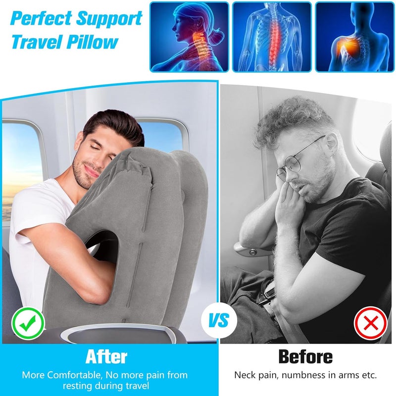 Rewondah Inflatable Travel Pillows for Airplanes | Airplane Pillow for Long Flight | Travel Plane Pillow for Airplanes Sleep Support | Blow up Flight Pillow for Long Flights to Avoid Neck Pain - Image 2