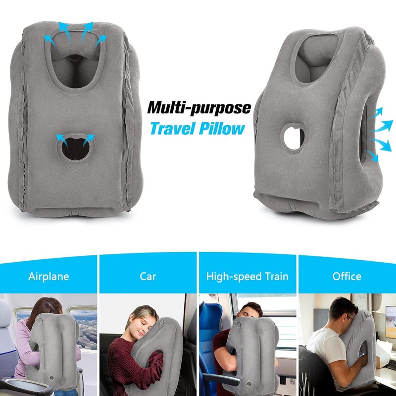 Rewondah Inflatable Travel Pillows for Airplanes | Airplane Pillow for Long Flight | Travel Plane Pillow for Airplanes Sleep Support | Blow up Flight Pillow for Long Flights to Avoid Neck Pain - Image 4