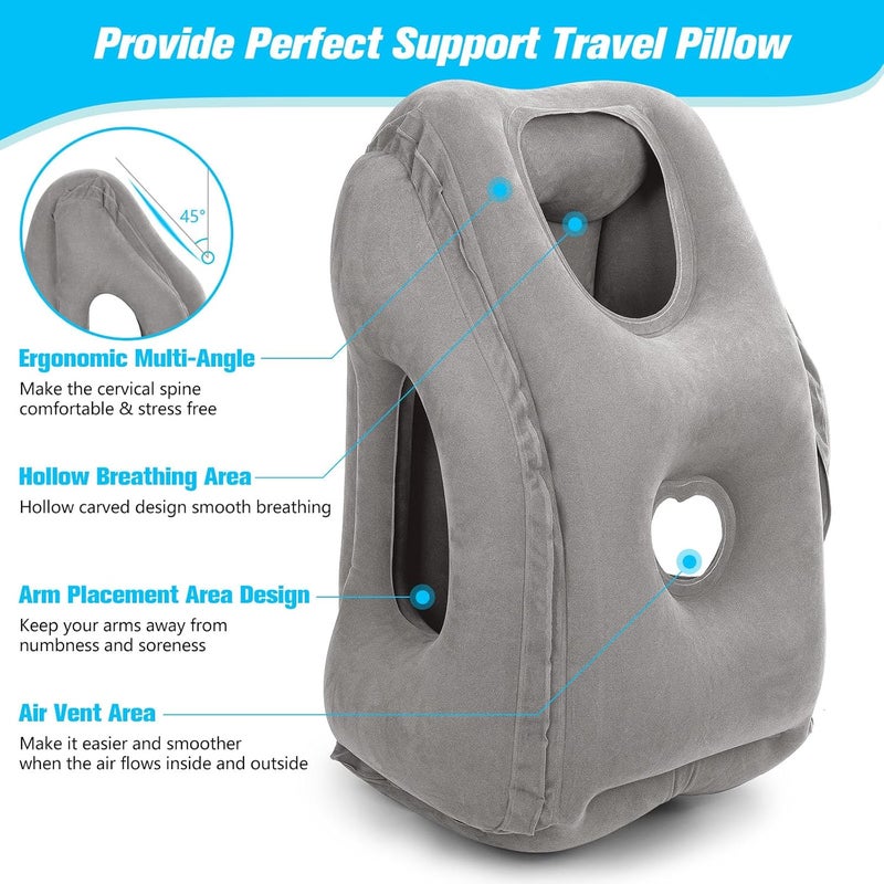 Rewondah Inflatable Travel Pillows for Airplanes | Airplane Pillow for Long Flight | Travel Plane Pillow for Airplanes Sleep Support | Blow up Flight Pillow for Long Flights to Avoid Neck Pain - Image 3