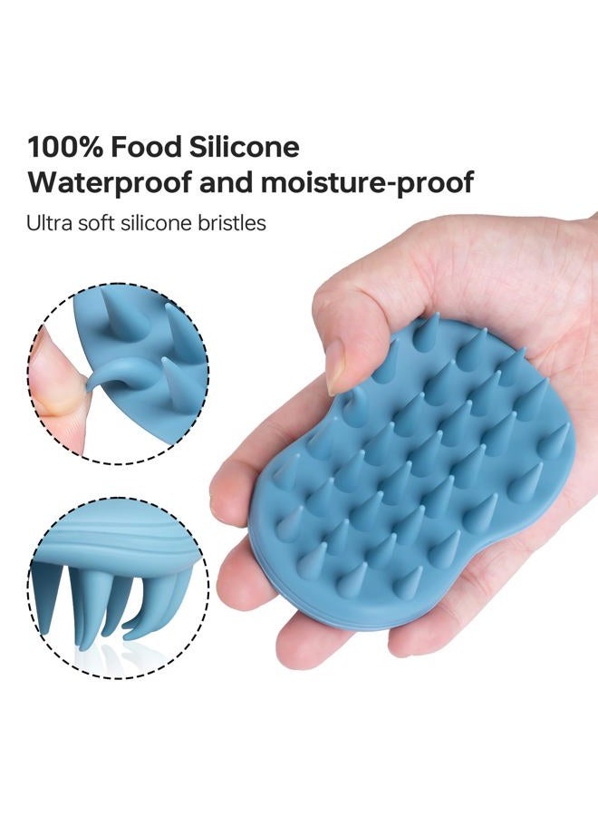 PHOVSUV 2pcs Shampoo Brush Hair Scalp Massager,100% Silicone Scalp Scrubber,Scalp Exfoliator for Stress Relax Hair Growth(Blue+Orange) - Image 3