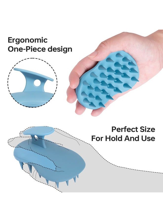PHOVSUV 2pcs Shampoo Brush Hair Scalp Massager,100% Silicone Scalp Scrubber,Scalp Exfoliator for Stress Relax Hair Growth(Blue+Orange) - Image 2