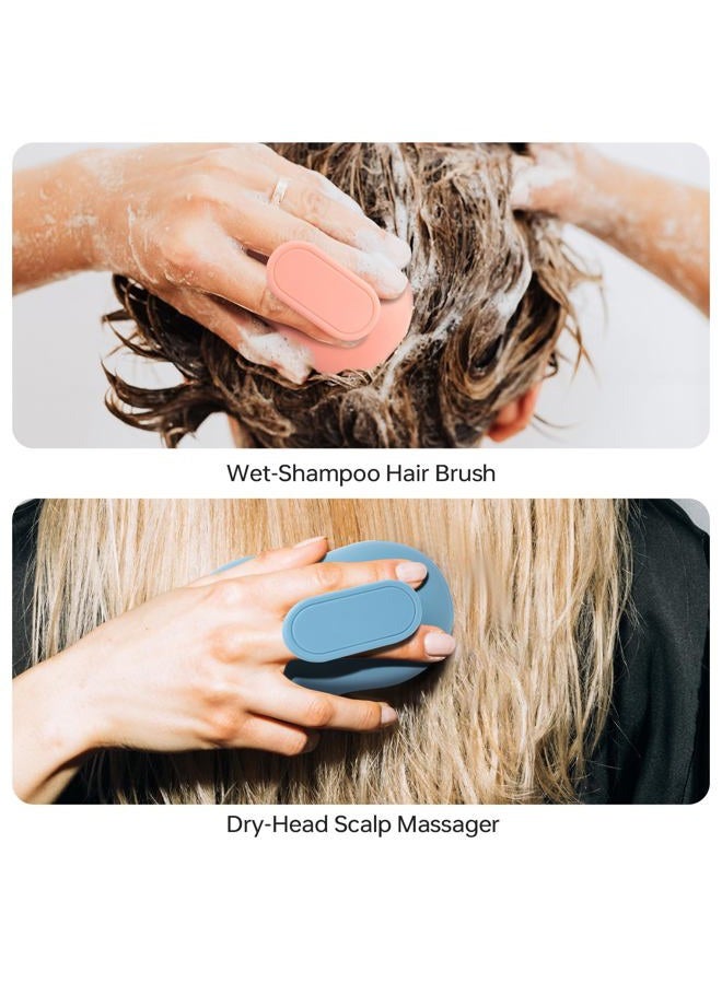 PHOVSUV 2pcs Shampoo Brush Hair Scalp Massager,100% Silicone Scalp Scrubber,Scalp Exfoliator for Stress Relax Hair Growth(Blue+Orange) - Image 5