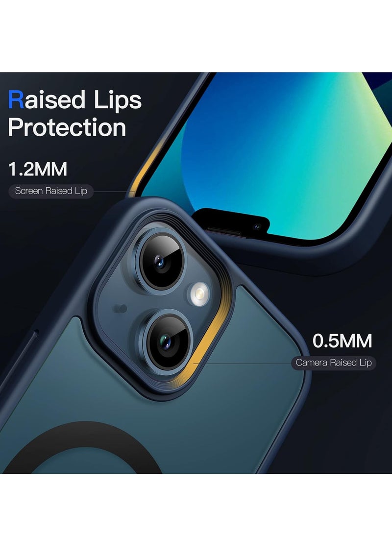 Denx - Magnetic Case for iPhone 13-14 6.1-Inch Compatible with MagSafe, Translucent Matte Back Slim Shockproof Phone Cover (Blue) - Image 1
