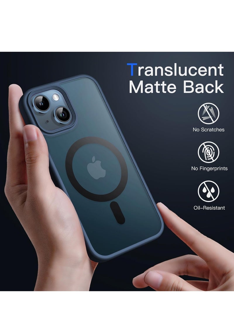 Denx - Magnetic Case for iPhone 13-14 6.1-Inch Compatible with MagSafe, Translucent Matte Back Slim Shockproof Phone Cover (Blue) - Image 1