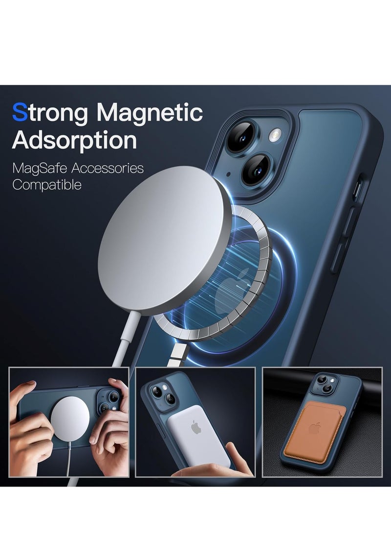 Denx - Magnetic Case for iPhone 13-14 6.1-Inch Compatible with MagSafe, Translucent Matte Back Slim Shockproof Phone Cover (Blue) - Image 1