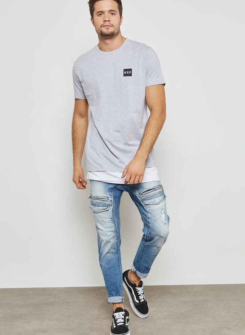 Nena and Pasadena Numbers Layered Hem T-Shirt