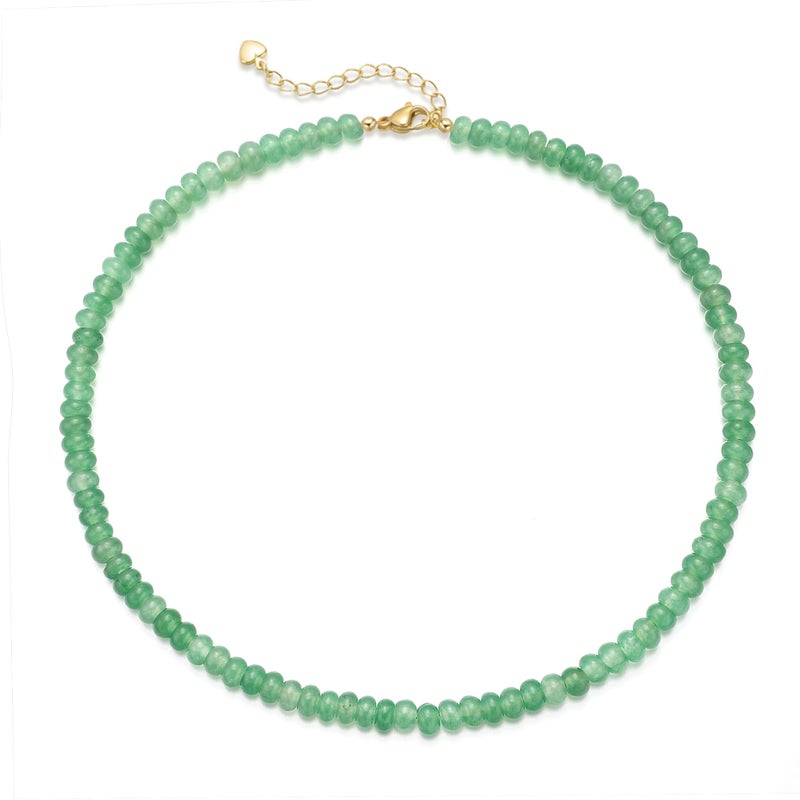 chorfla Beaded Gemstone Necklaces for Women Bohemian Colored Choker Natural Stone Bead Decoration Summer Beach Handmade Jewelry Necklace Emerald - Image 2