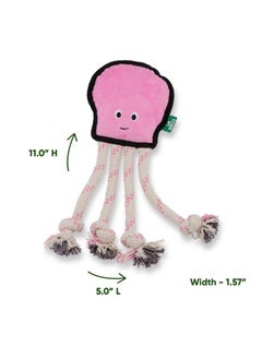 BECO Beco Happy Octopus Dog Toy, Chew, Fetch, Squeak & Pull Toy, Dual Material, Double Stitched for Durability, Made with 70% Recycled Materials for All Dogs  - Image 3