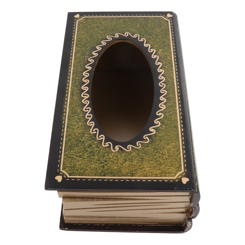 Book Tissue Box Cover Antique Rectangular Dispenser Napkin Holder for Bathroom Living Room Office Car Blackish Green - Image 4