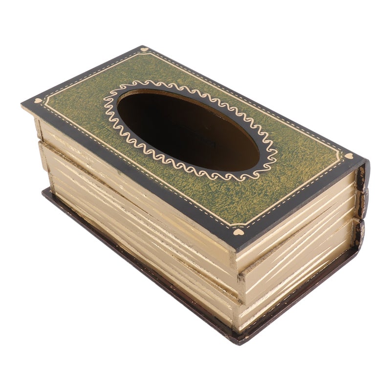 Book Tissue Box Cover Antique Rectangular Dispenser Napkin Holder for Bathroom Living Room Office Car Blackish Green - Image 5