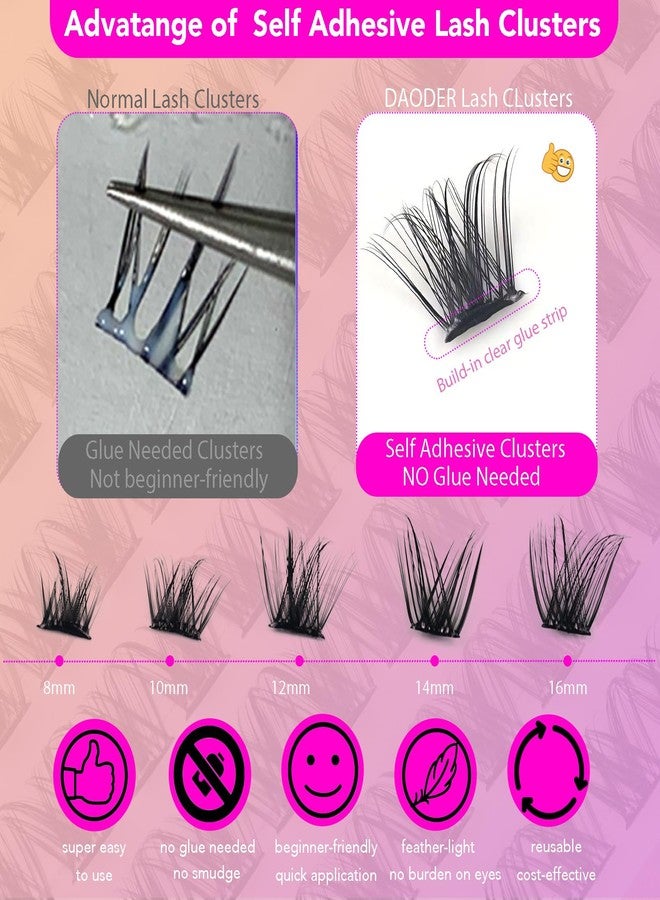 DAODER Self Adhesive Lash Clusters | Wispy Natural Look | Pre Glued Lash Extensions NO Glue Need Eyelash Clusters 8-16MM Reusable Cluster Eyelash Extensions D Curl Thin Band 120pcs - Image 4