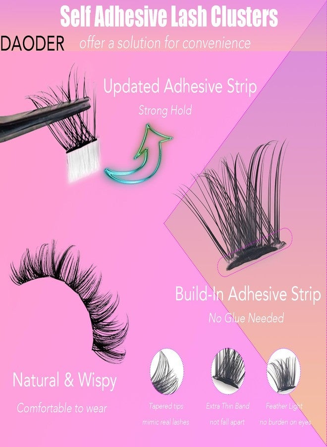DAODER Self Adhesive Lash Clusters | Wispy Natural Look | Pre Glued Lash Extensions NO Glue Need Eyelash Clusters 8-16MM Reusable Cluster Eyelash Extensions D Curl Thin Band 120pcs - Image 3