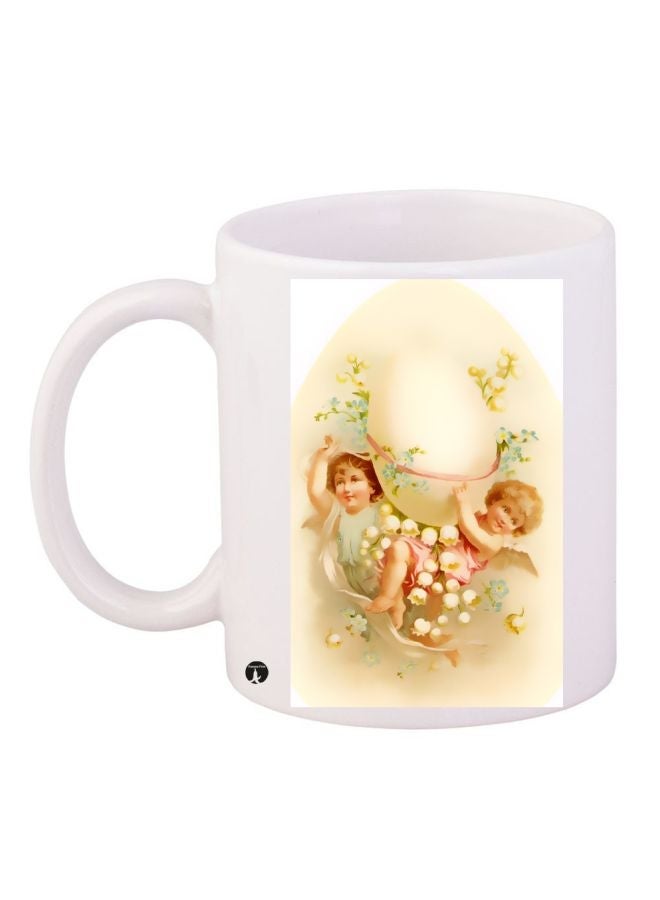 Cartoon Baby Printed Coffee Mug White/Beige 11ounce