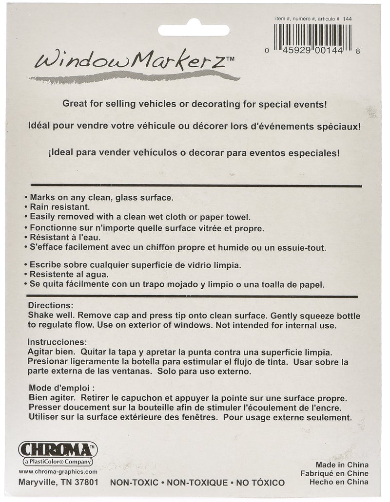 Chroma 000144 4 Color Pack Window Markerz - 2.05 oz. - Image 2