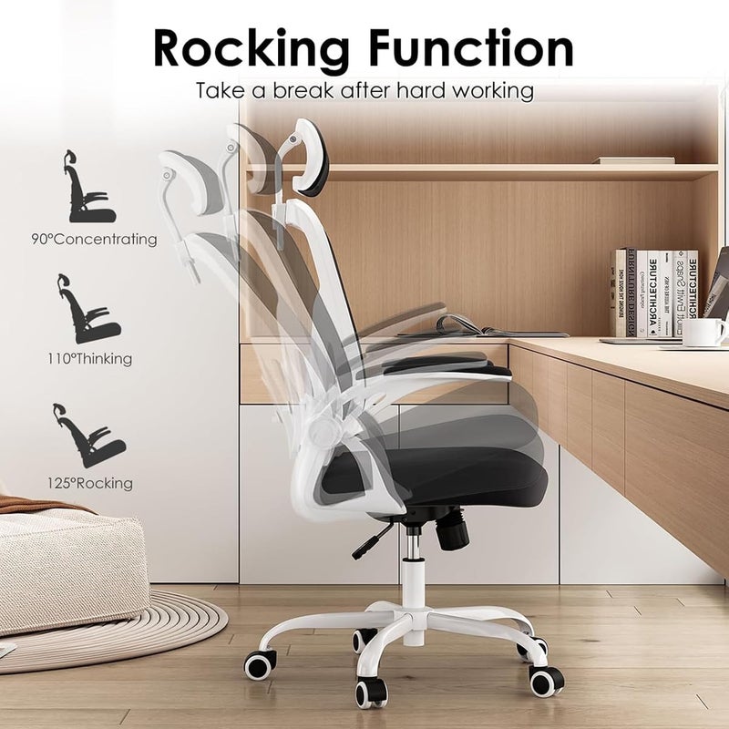 ROUNY Ergonomic Office Chair for Big and Tall People Adjustable Headrest, SGS Certified Gas Cylinder, Mesh Office Chair Gaming Chair with High Back and Armrest, Home Office Swivel Task Chair - Image 5