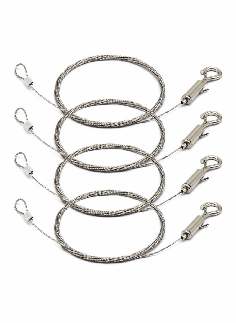 Y&D 4Pcs Adjustable Picture Hanging Wire with Loop and Hook, 6.5ft (2Meters) Heavy Duty Kit, Stainless Steel Rope for Mirror, Picture, Light/Lamp Holder - Up to 20KG  - Image 1
