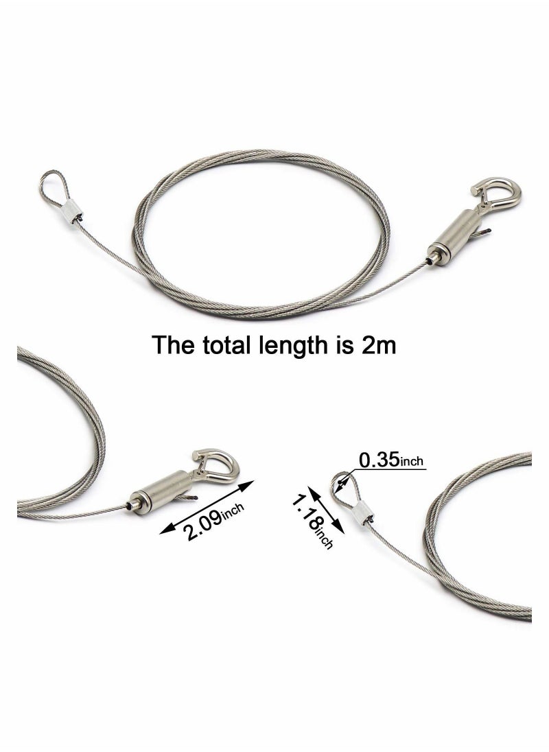 Y&D 4Pcs Adjustable Picture Hanging Wire with Loop and Hook, 6.5ft (2Meters) Heavy Duty Kit, Stainless Steel Rope for Mirror, Picture, Light/Lamp Holder - Up to 20KG  - Image 2
