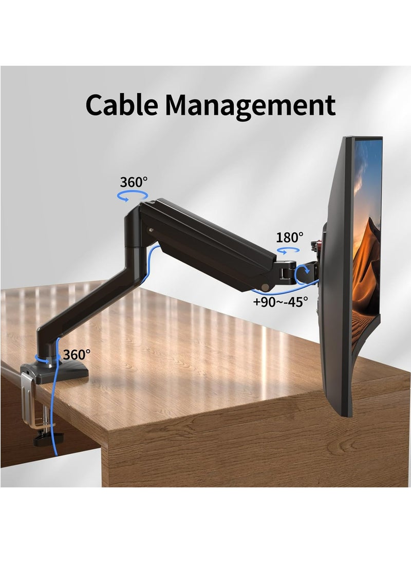 Joyelink Single Monitor Desk Mount Full Motion Adjustable for 17" to 32" Monitor,Heavy Duty Gas Spring Monitor Arm Holds 2 to 9 kg,with Clamp and Grommet Base, Mounting Holes 75 and 100mm - Image 3