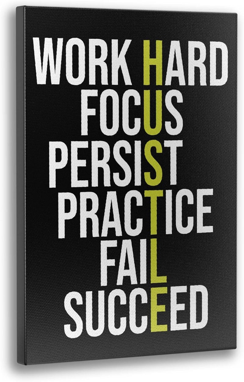 Charbasil HUSTLE Motivational Canvas Wall Art - Image 1