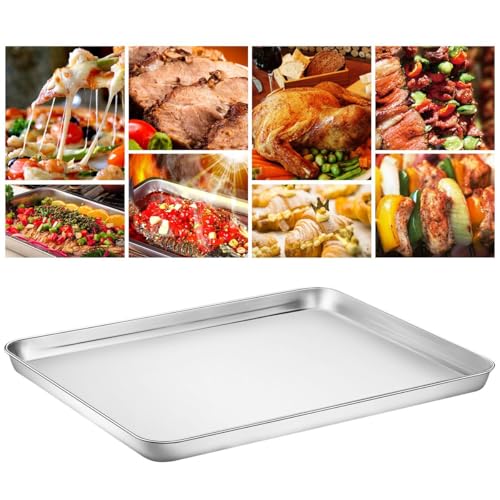 Yododo Baking Sheet Set of 4, Yododo Cookie Sheets Metal Stainless Steel Tray Baking Pans, Rectangle Size 16 x 12 x 1 inch, Mirror Polishing & Dishwasher Safe, Non Toxic & Healthy, Rust Free & Easy Clean - Image 5