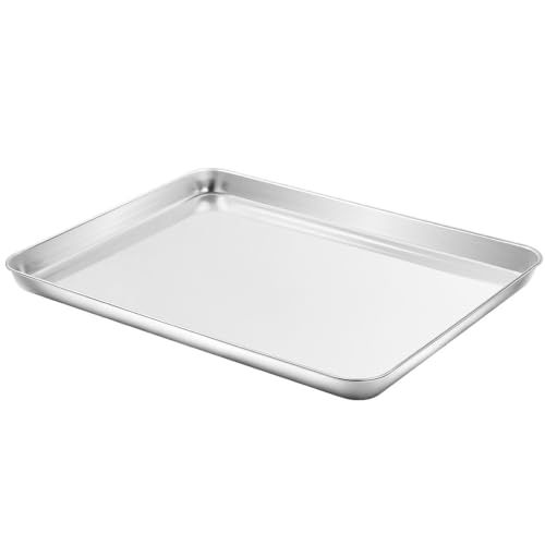 Yododo Baking Sheet Set of 4, Yododo Cookie Sheets Metal Stainless Steel Tray Baking Pans, Rectangle Size 16 x 12 x 1 inch, Mirror Polishing & Dishwasher Safe, Non Toxic & Healthy, Rust Free & Easy Clean - Image 2