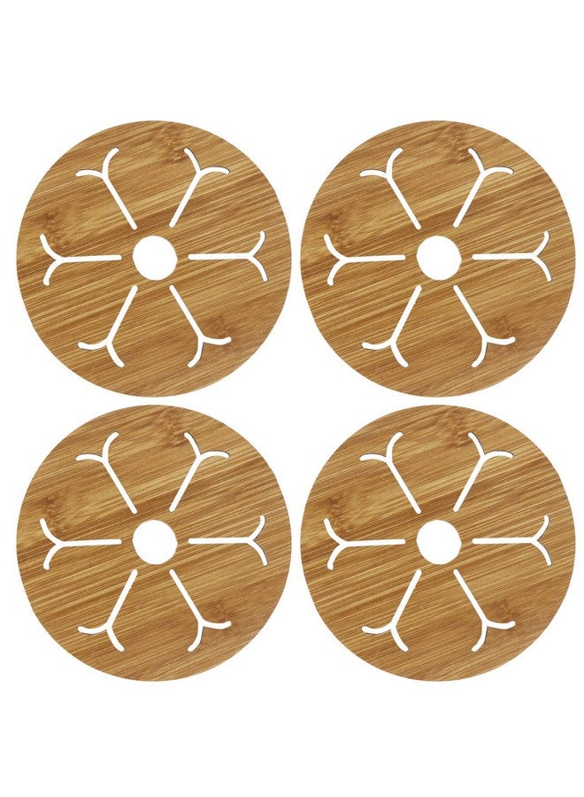 KOOSHLO Wooden Coaster Set Flower Style,Coasters for Tea Coffee Cup Mug Hollow Coaster Kitchen Insulation Mat Anti-Scald Pot Mat Home Creative Anti-Skid Coaster. (4) - Image 1