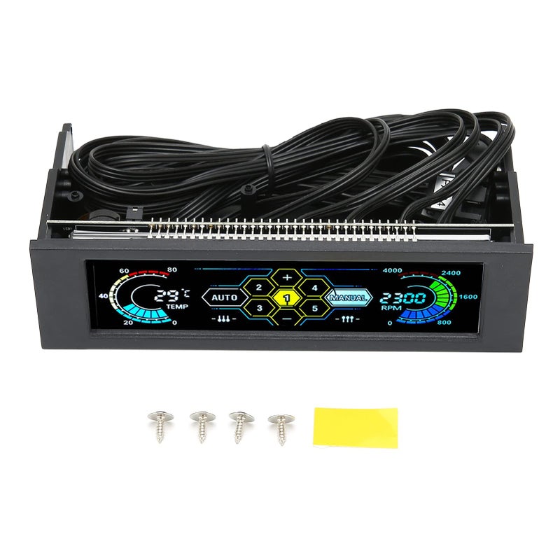 BTER PC Fan Controller, Intelligent LCD Fan Controller Temperature Monitor with 5 Sets Fan Temperature Control, Professional Computer Temperature Controller for PC Case, Computer, CPU Cooling