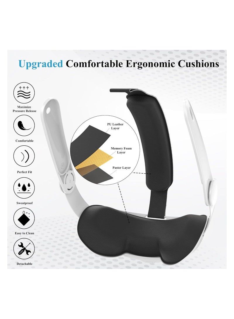 Adjustable Head Strap for Meta Quest 3, Super Soft and Skin Friendly PU Surface, Elite Replacement, Enhanced Support Lightweight Design VR Accessories 3 - Image 4