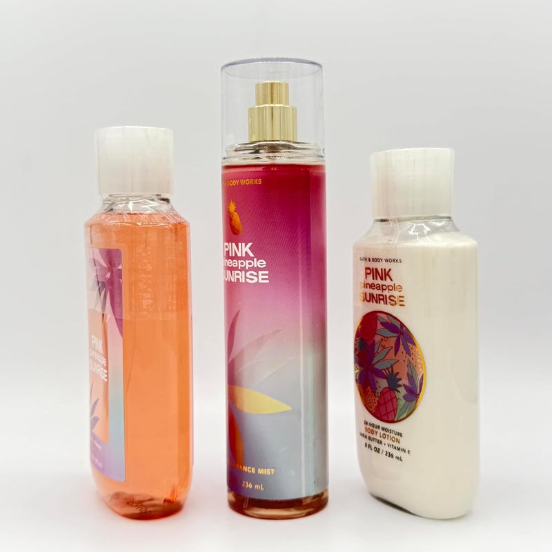 Pink Pineapple Sunrise 3Piece Bath Bundle Shower Gel Fine Fragrance Mist and Body Lotion - Image 2