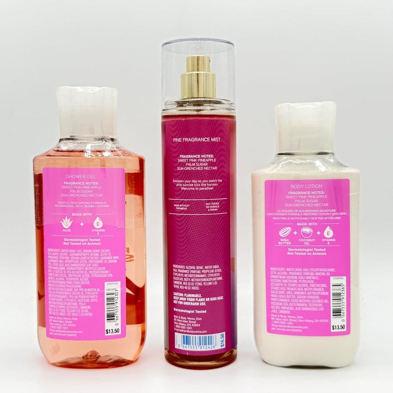 Pink Pineapple Sunrise 3Piece Bath Bundle Shower Gel Fine Fragrance Mist and Body Lotion - Image 3